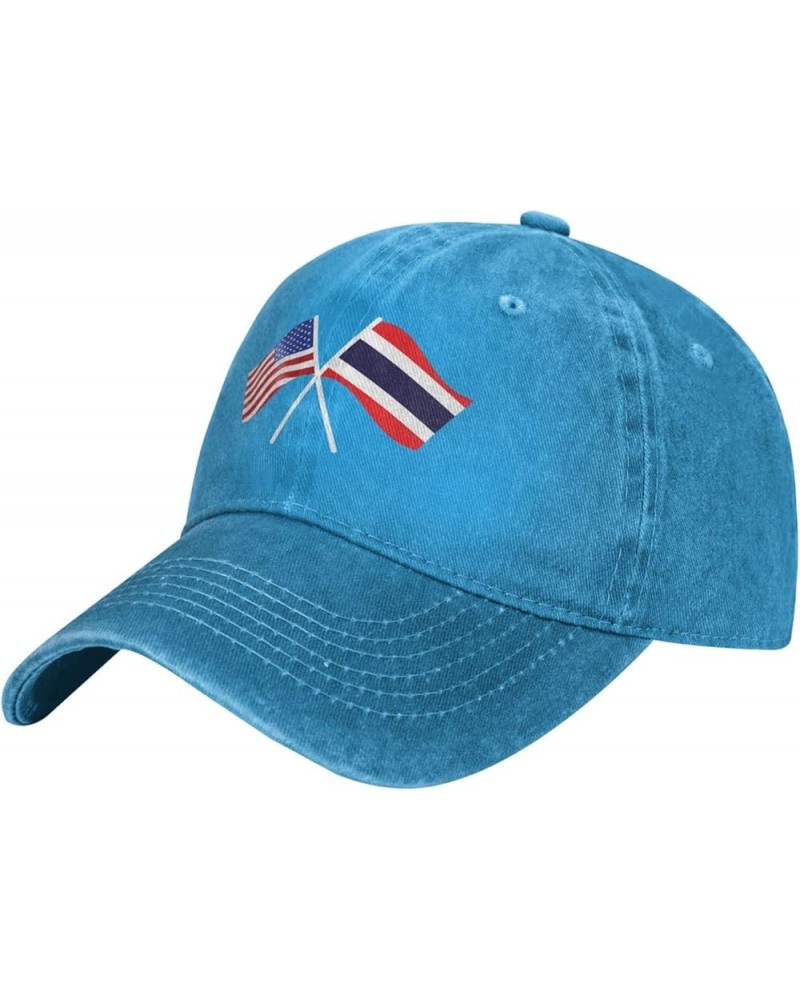 American and Thailand Flag Cowboy Baseball Cap Trucker Hat Blue $18.44 Cowboy Hats