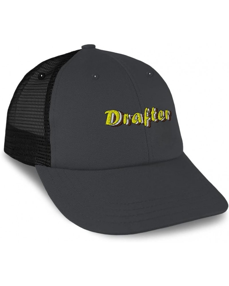 Custom Custom Trucker Hat Baseball Cap Drafter Specifications Cotton Material Dad Hats for Men & Women Dark Grey Black Design...