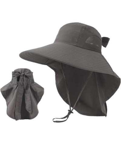 Summer Sun hat, Women's Sun hat, Outdoor Fisherman hat, Breathable Ponytail Hole Hiking hat, Neck Cape hat Pf027dark Grey $10...