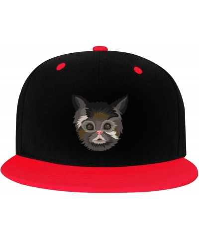 Quirky Cat Snapback Hat for Men Women Baseball Cap Trucker Flat Bill Hats Dad Caps Red $14.06 Baseball Caps