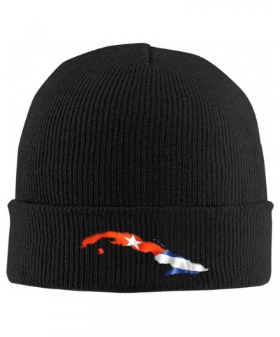 Knitted Hat Cuban Flag Map Beanie Cap Cold Weather Hat Warm Winter Hats Brimless Caps Black $10.35 Skullies & Beanies