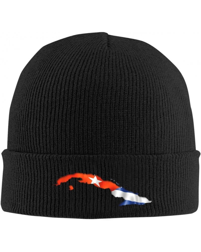 Knitted Hat Cuban Flag Map Beanie Cap Cold Weather Hat Warm Winter Hats Brimless Caps Black $10.35 Skullies & Beanies