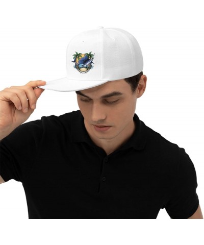 Marlin Fish On The Beach Snapback Hat Baseball Cap for Men Women Hip Hop Style Flat-Brimmed Hats White $13.13 Baseball Caps