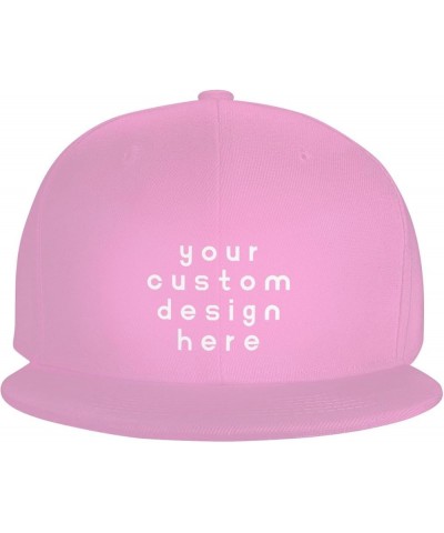 Custom Hats for Men Add Your Name Logo Text Image Here Personalized Flat Bill Hats Pink $7.50 Baseball Caps