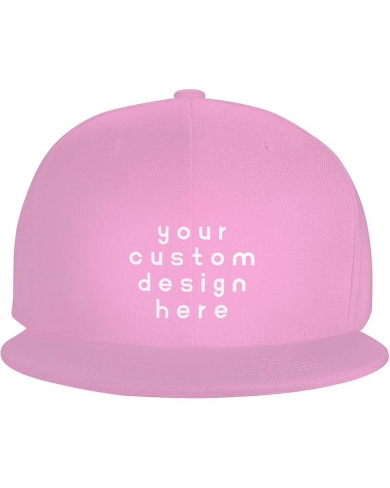 Custom Hats for Men Add Your Name Logo Text Image Here Personalized Flat Bill Hats Pink $7.50 Baseball Caps