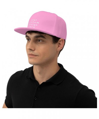 Custom Hats for Men Add Your Name Logo Text Image Here Personalized Flat Bill Hats Pink $7.50 Baseball Caps