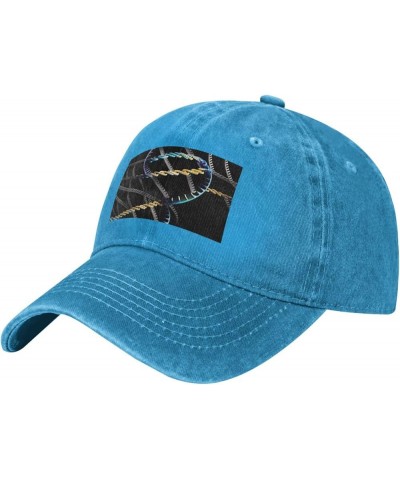 DNA Chain Photoes Print Washed Cowboy Baseball Cap for Adults Adjustable Baseball Cap Outdoor Sports Blue $13.01 Baseball Caps