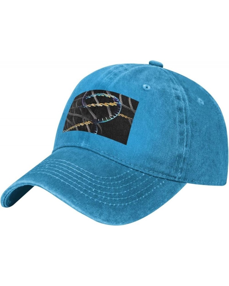 DNA Chain Photoes Print Washed Cowboy Baseball Cap for Adults Adjustable Baseball Cap Outdoor Sports Blue $13.01 Baseball Caps