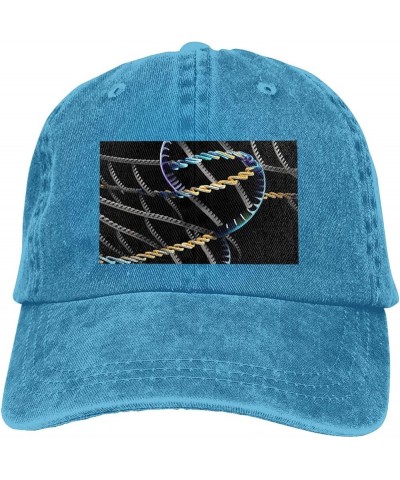 DNA Chain Photoes Print Washed Cowboy Baseball Cap for Adults Adjustable Baseball Cap Outdoor Sports Blue $13.01 Baseball Caps