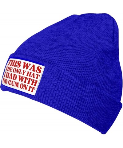 This was The Only Hat I Had with No Cum On It Beanie Hat for Men Women Warm Winter Cap Funny Fashion Knit Hat Blue $9.89 Skul...