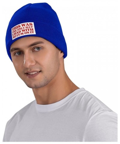 This was The Only Hat I Had with No Cum On It Beanie Hat for Men Women Warm Winter Cap Funny Fashion Knit Hat Blue $9.89 Skul...