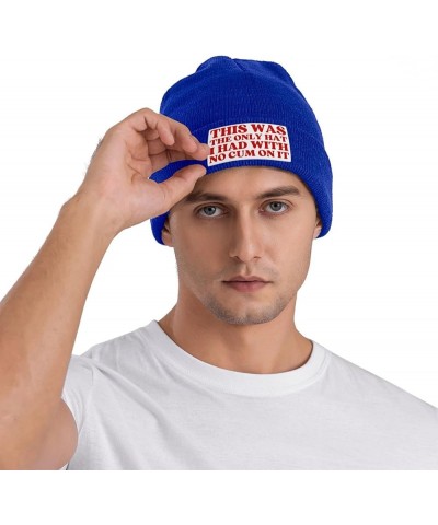 This was The Only Hat I Had with No Cum On It Beanie Hat for Men Women Warm Winter Cap Funny Fashion Knit Hat Blue $9.89 Skul...