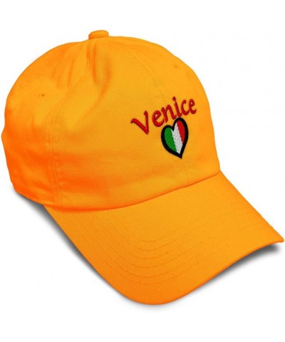 Soft Baseball Cap Italy Heart Flag Italia Venice Embroidery Flags City Twill Cotton Dad Hats for Men & Women Orange Design On...