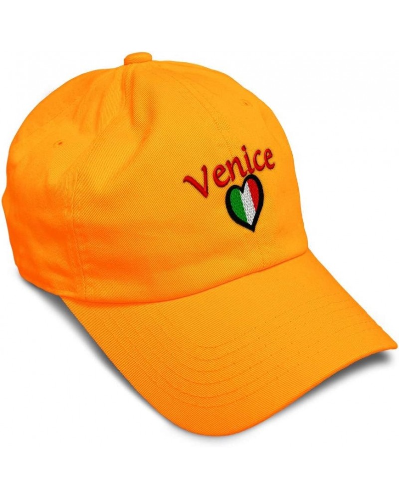 Soft Baseball Cap Italy Heart Flag Italia Venice Embroidery Flags City Twill Cotton Dad Hats for Men & Women Orange Design On...