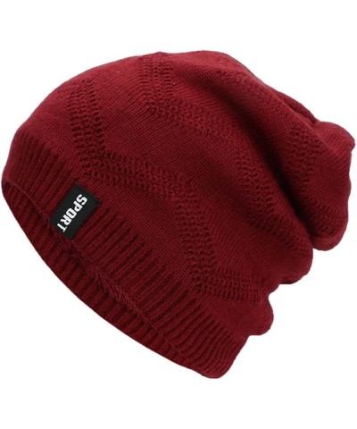 Womens and Mens Diamond Check Sweater Cap Men's Cycling Soft Knit Cap Bellman Hat 1-red $12.45 Skullies & Beanies