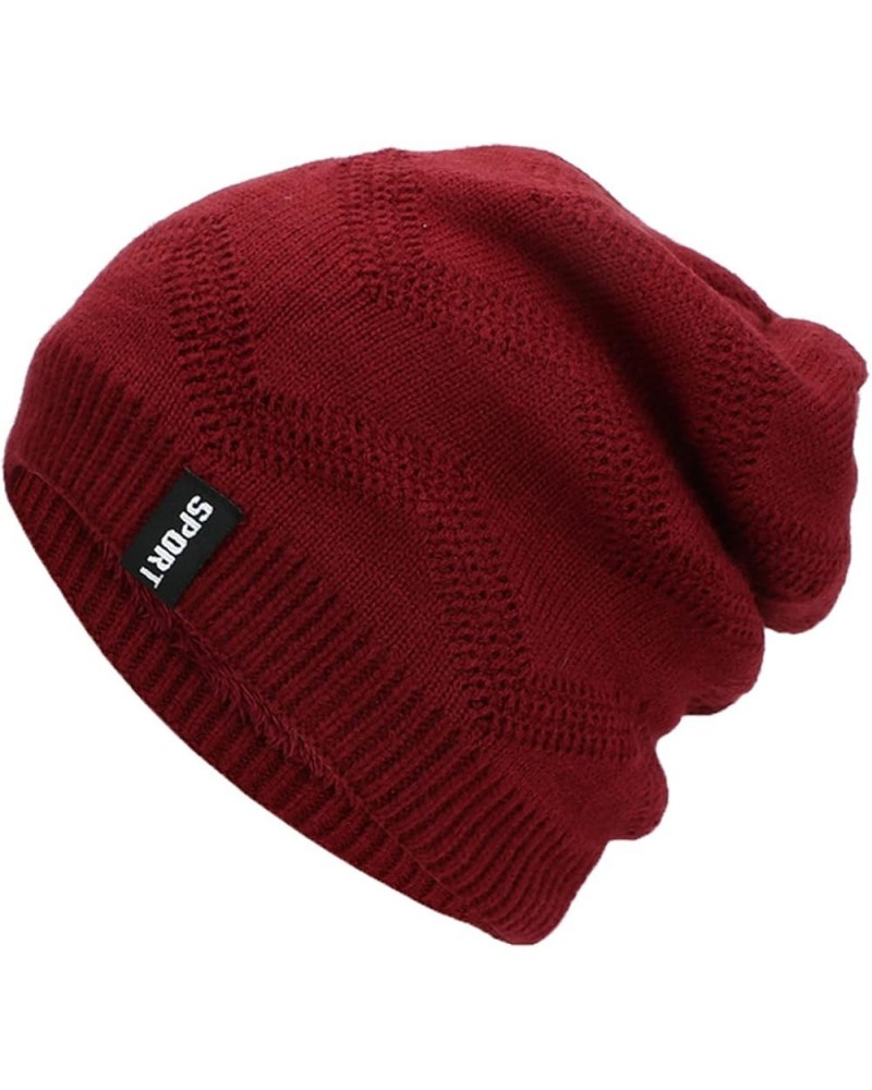 Womens and Mens Diamond Check Sweater Cap Men's Cycling Soft Knit Cap Bellman Hat 1-red $12.45 Skullies & Beanies