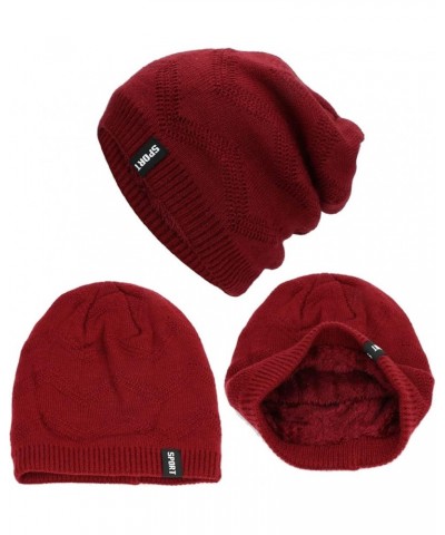 Womens and Mens Diamond Check Sweater Cap Men's Cycling Soft Knit Cap Bellman Hat 1-red $12.45 Skullies & Beanies