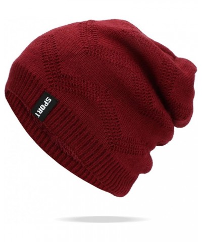 Womens and Mens Diamond Check Sweater Cap Men's Cycling Soft Knit Cap Bellman Hat 1-red $12.45 Skullies & Beanies