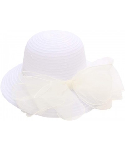 Womens Summer Dress Hat Wide Leaf Flower Bridal Shower Hat Sun Hats Beach Hat Diamond Visor White-3 $12.79 Sun Hats