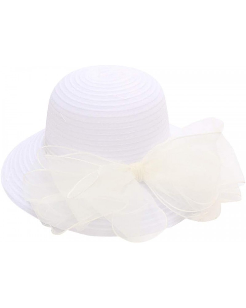 Womens Summer Dress Hat Wide Leaf Flower Bridal Shower Hat Sun Hats Beach Hat Diamond Visor White-3 $12.79 Sun Hats