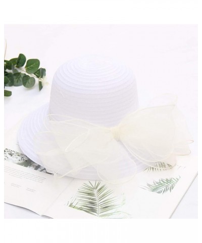 Womens Summer Dress Hat Wide Leaf Flower Bridal Shower Hat Sun Hats Beach Hat Diamond Visor White-3 $12.79 Sun Hats