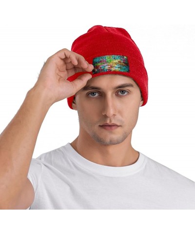 Colorful Brick Wall Print Knitted Hat Daily Soft, Warm Hat,Adult Beanie Hat, Elastic Brimless Cap Doudou Hat Red $12.79 Skull...