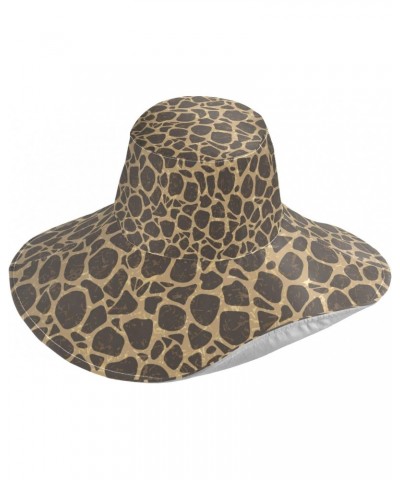 Women's Foldable Floppy Travel Beach Sun Visor Hat Vintage Giraffe Spot Wide Brim Visor Waterproof(228be8a) $9.43 Sun Hats