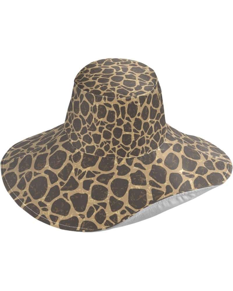 Women's Foldable Floppy Travel Beach Sun Visor Hat Vintage Giraffe Spot Wide Brim Visor Waterproof(228be8a) $9.43 Sun Hats