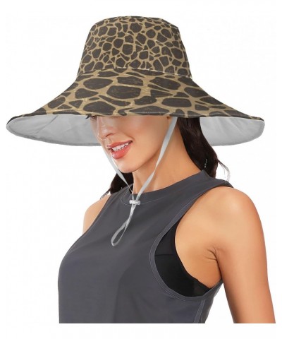 Women's Foldable Floppy Travel Beach Sun Visor Hat Vintage Giraffe Spot Wide Brim Visor Waterproof(228be8a) $9.43 Sun Hats