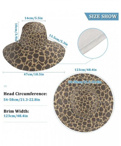 Women's Foldable Floppy Travel Beach Sun Visor Hat Vintage Giraffe Spot Wide Brim Visor Waterproof(228be8a) $9.43 Sun Hats