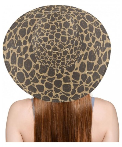 Women's Foldable Floppy Travel Beach Sun Visor Hat Vintage Giraffe Spot Wide Brim Visor Waterproof(228be8a) $9.43 Sun Hats