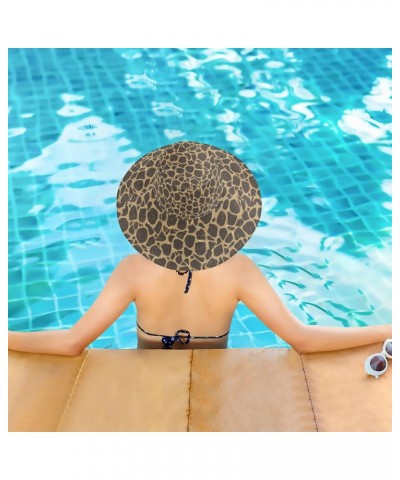 Women's Foldable Floppy Travel Beach Sun Visor Hat Vintage Giraffe Spot Wide Brim Visor Waterproof(228be8a) $9.43 Sun Hats