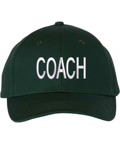 Coach Baseball Hat | Large Embroidered Coaches Uniform Head or Assistant Coach Sports Team Cap for Men & Women Forest Green W...