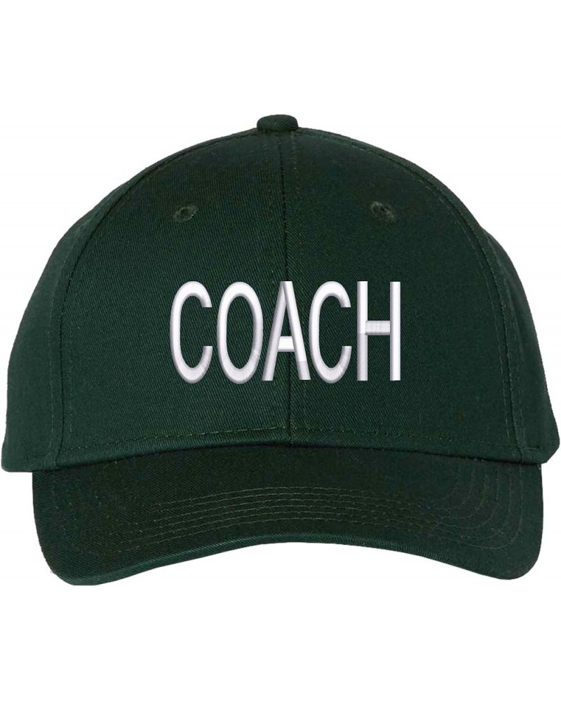 Coach Baseball Hat | Large Embroidered Coaches Uniform Head or Assistant Coach Sports Team Cap for Men & Women Forest Green W...