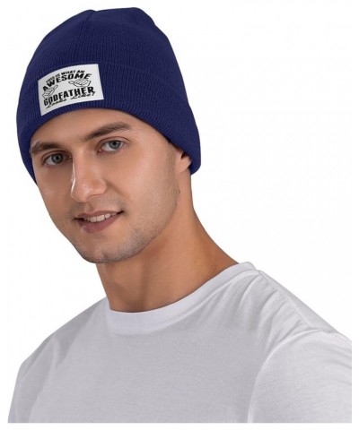 This is What an Awesome Godfather Looks Like Gift Winter Knit Beanie Hat Warmer Fleece Lined Skull Cap for Men Women Navy Blu...