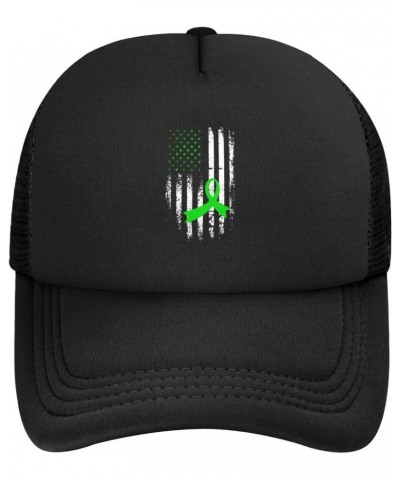 Celiac Disease Awareness USA American Flag Green Ribbon Baseball Cap Adjustable Casual Mesh Hats Duck Tongue Hat for Men Wome...