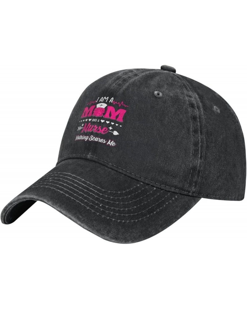 I Am A Mom and A Nurse Nothing Scares Me Vintage Baseball Cap Women Men Trucker Caps Golf Dad Hats Black $13.21 Cowboy Hats