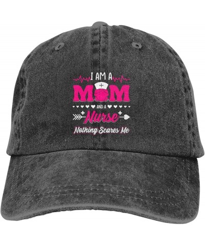 I Am A Mom and A Nurse Nothing Scares Me Vintage Baseball Cap Women Men Trucker Caps Golf Dad Hats Black $13.21 Cowboy Hats