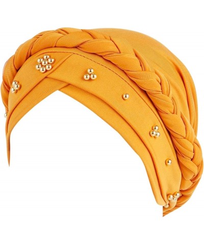 Baseball Cap Lighted Cap Beaded Turban Wrap Headscarf Baseball Caps Dad Hats Vintage Muslim Hat - Yellow $13.77 Skullies & Be...