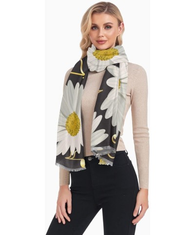 Women's Long Shawl Daisy Flower Music Note Winter Warm Large Scarf for All Seasons(228be1b) $15.95 Scarves