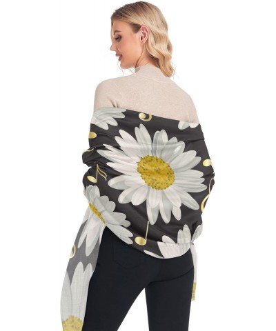 Women's Long Shawl Daisy Flower Music Note Winter Warm Large Scarf for All Seasons(228be1b) $15.95 Scarves