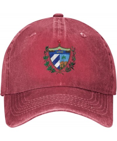 Coat of Arms of Cuba Cowboy Baseball Cap Adjustable Washable Cotton Adult Cowboy Baseball Hat Black Red $15.25 Cowboy Hats