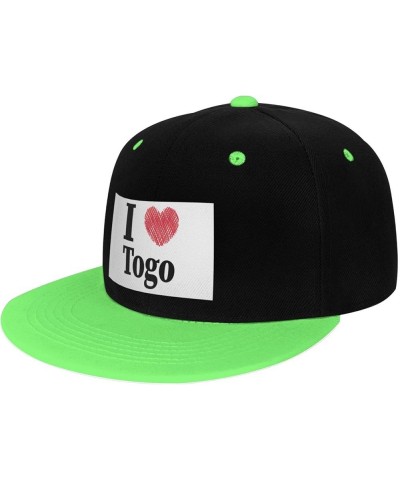 I Love Togo Snapback Hat for Men Women Baseball Cap Trucker Flat Bill Hats Dad Caps Green $12.36 Baseball Caps