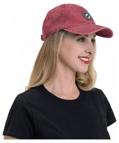 Coat of Arms of Cuba Cowboy Baseball Cap Adjustable Washable Cotton Adult Cowboy Baseball Hat Black Red $15.25 Cowboy Hats