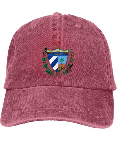 Coat of Arms of Cuba Cowboy Baseball Cap Adjustable Washable Cotton Adult Cowboy Baseball Hat Black Red $15.25 Cowboy Hats