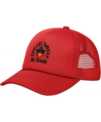 Coolest Turkey in Town Cap Fashion Trucker Baseball Hat Unisex Red $8.48 Baseball Caps