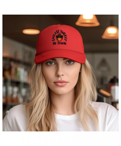 Coolest Turkey in Town Cap Fashion Trucker Baseball Hat Unisex Red $8.48 Baseball Caps