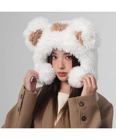 Cat Hat Cat Beanie Fluffy Hats Y2k Acccessories Fluffy Beanie Y2k Aesthetic Beanie Cat Ears Beanie White $14.55 Skullies & Be...