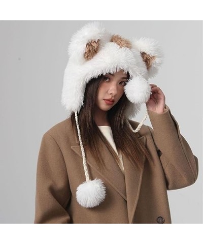 Cat Hat Cat Beanie Fluffy Hats Y2k Acccessories Fluffy Beanie Y2k Aesthetic Beanie Cat Ears Beanie White $14.55 Skullies & Be...