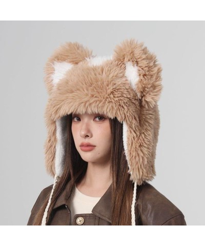 Cat Hat Cat Beanie Fluffy Hats Y2k Acccessories Fluffy Beanie Y2k Aesthetic Beanie Cat Ears Beanie White $14.55 Skullies & Be...